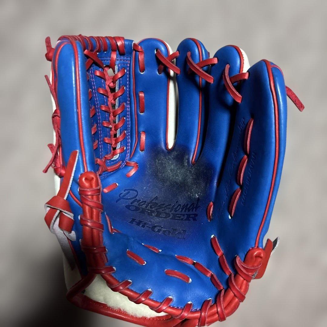 軟式野球オーダーグローブプロフェッショナル 野球グローブ 青白赤