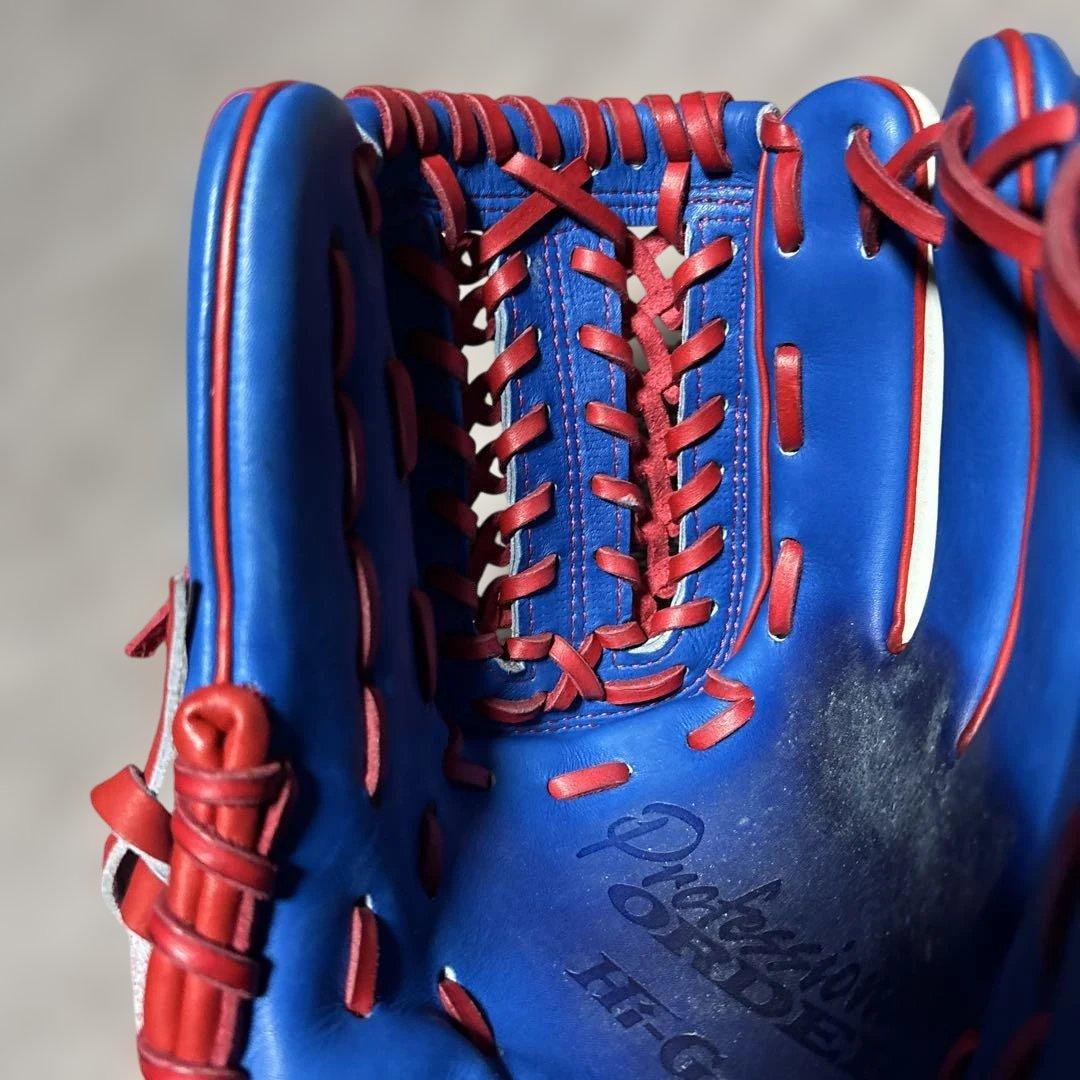 軟式野球オーダーグローブプロフェッショナル 野球グローブ 青白赤