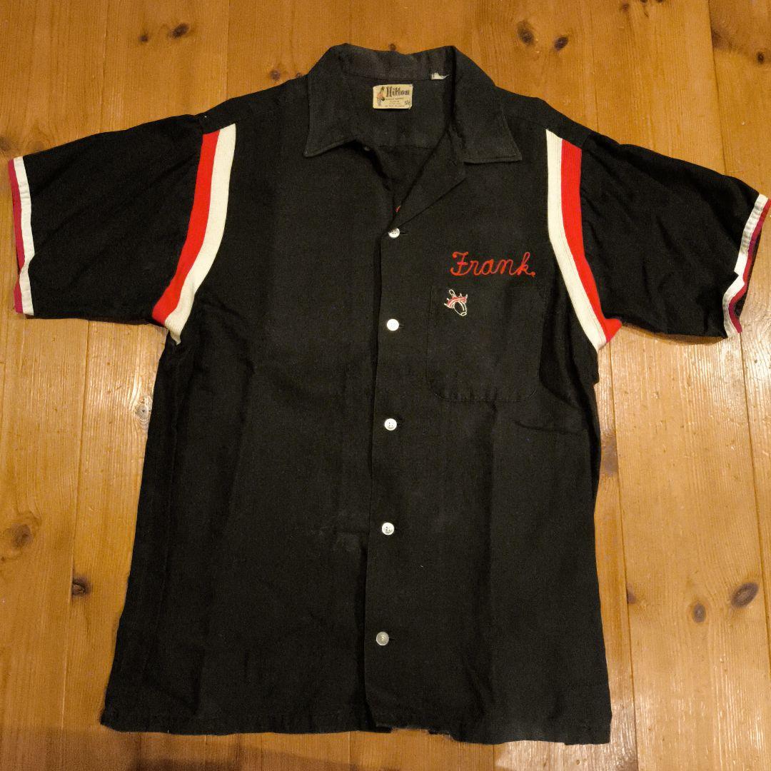 ヒルトン　ボーリングシャツ　黒タグ　アメリカ製　刺繍