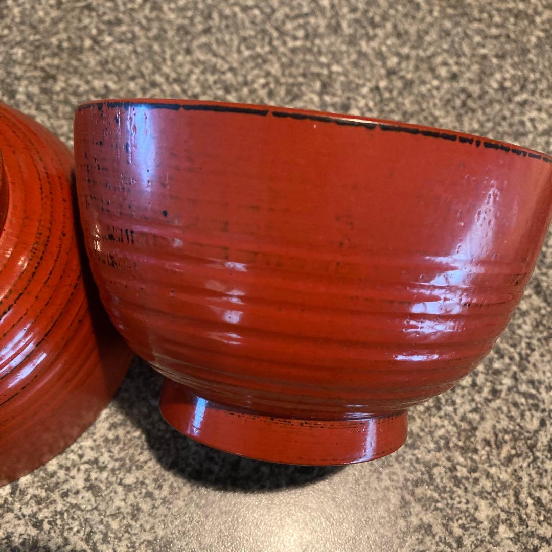 京都象彦　よろず椀汁椀飯椀　根來塗　漆塗　二客