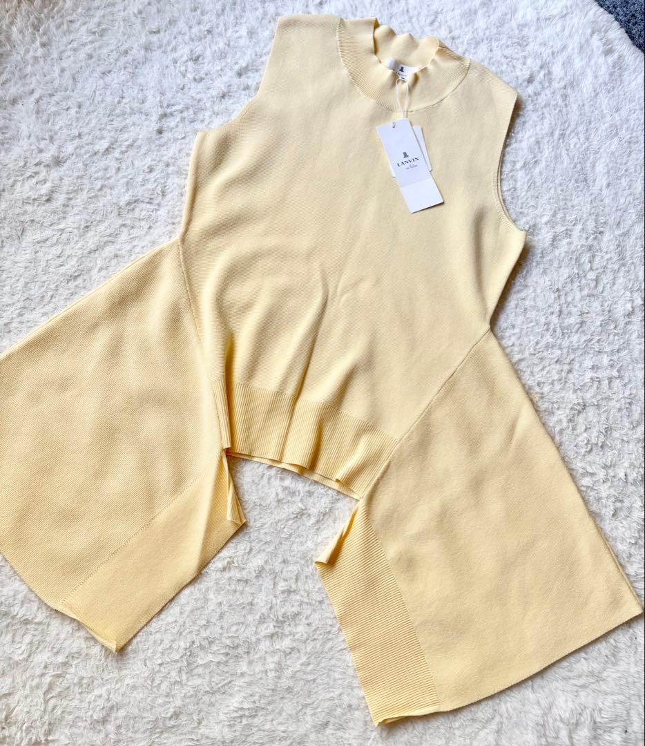 【新品】LANVIN en Bleu コットンミラノリブアシメヘムニット