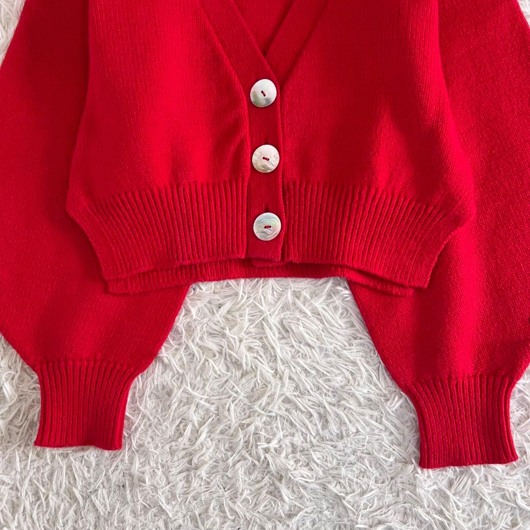 nagonstans ボリューム スリーブ ショート カーディガン