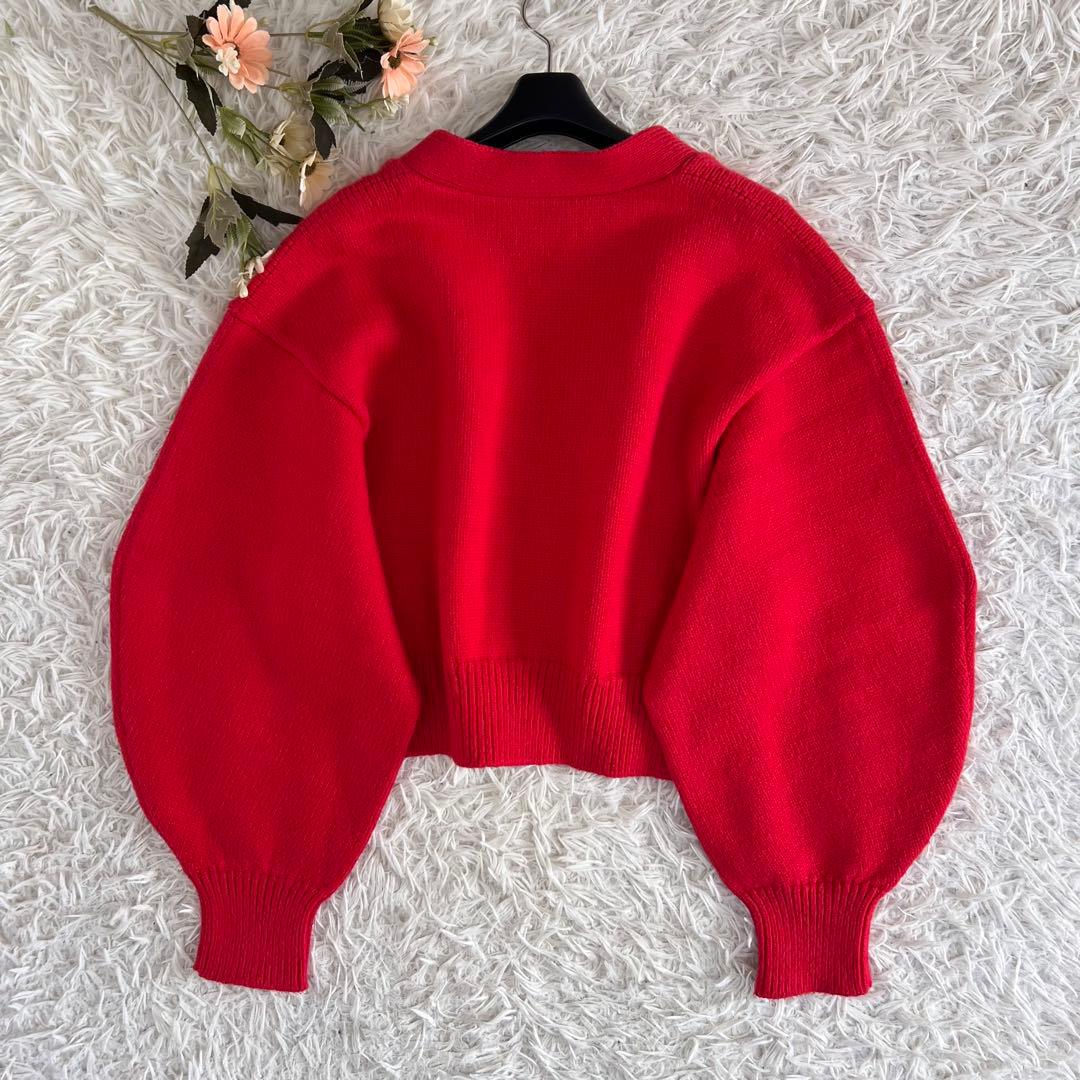 nagonstans ボリューム スリーブ ショート カーディガン