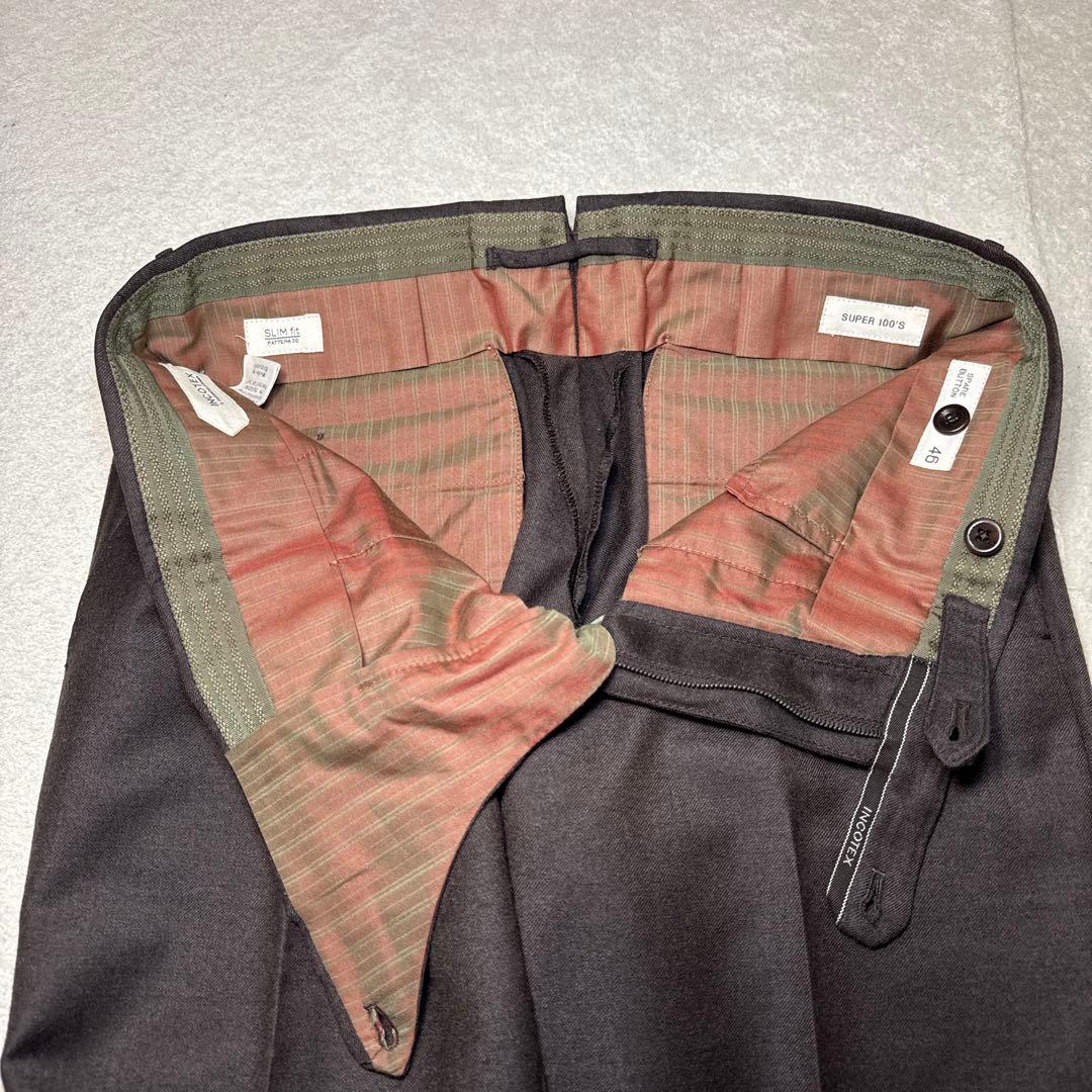 39 極美品　秋冬　インコテックス　スラックス　ブラウン　46 ウール