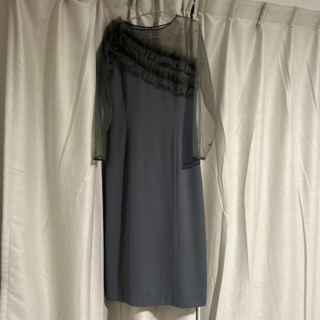 チュールフリル カーブライン ドレス 結婚式 お呼ばれ オケージョン