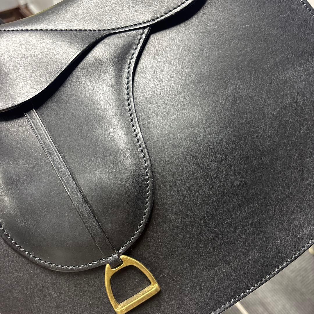 美品 SOMES ソメス サドルバッグ ショルダーバッグ 金具 レザー ブラック