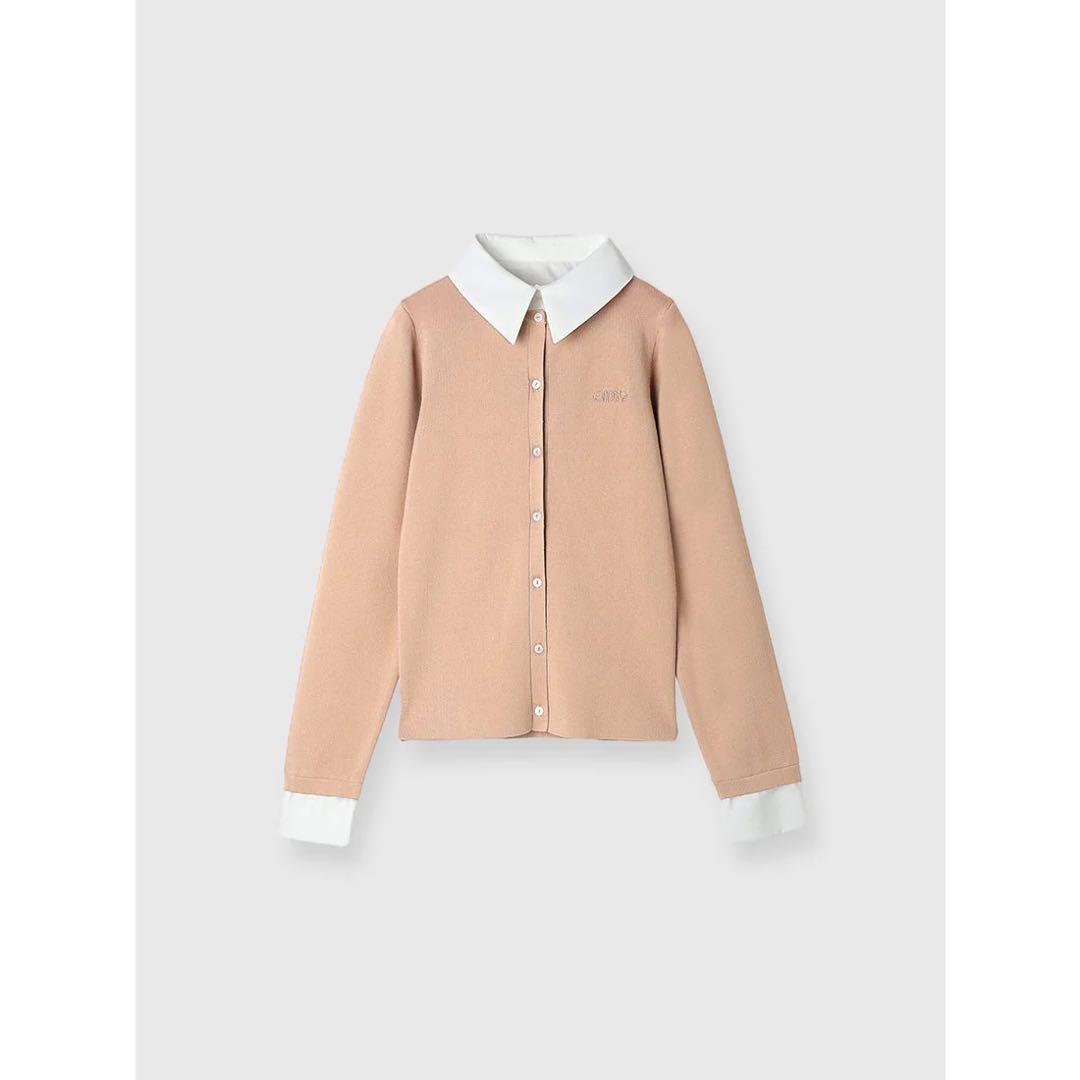 eimy istoire EIMYロゴバイカラーニットカーディガン ベージュ