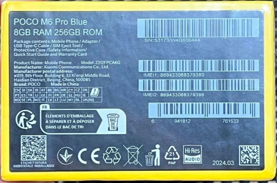 POCO M6 Pro　8＋256G SIMフリー　グローバル版