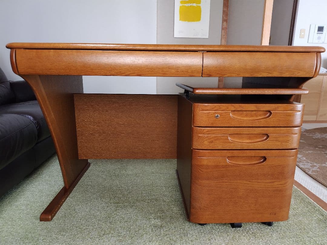 国産 浜本工芸 学習デスク昇降式 袖机２セット　 ①デスク本体