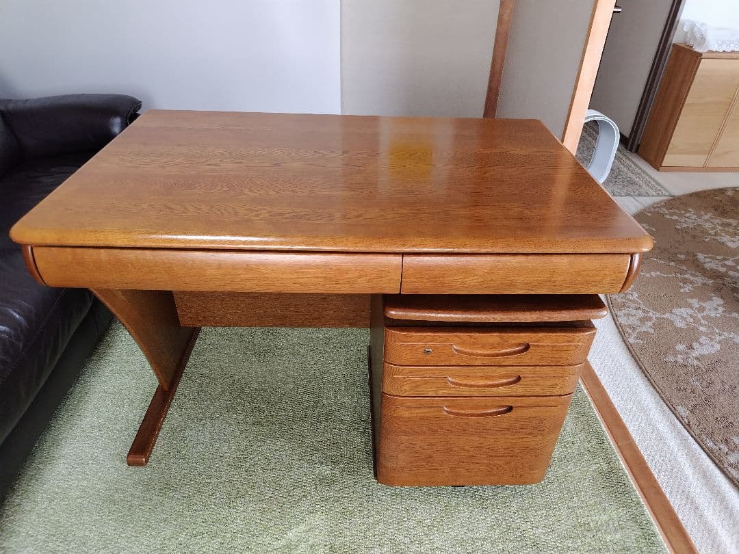 国産 浜本工芸 学習デスク昇降式 袖机２セット　 ①デスク本体