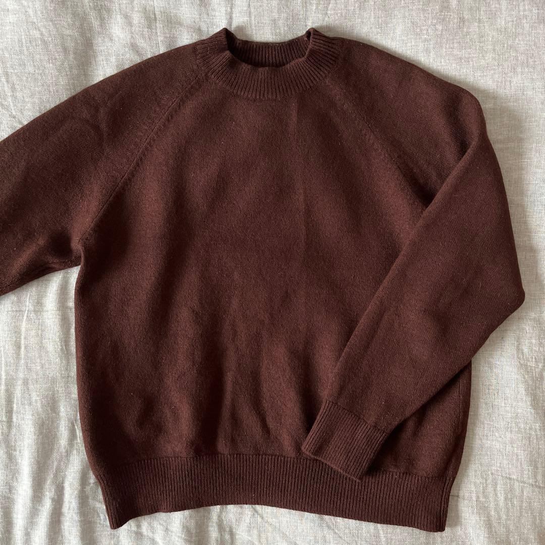 BATONER ウール ニット ラグランスリーブ ブラウン
