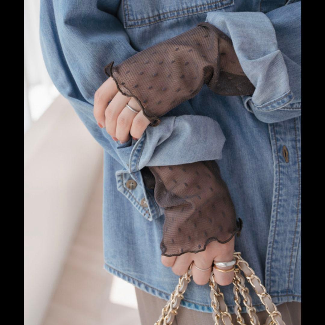 Spic＆Span　ドットチュールハイネックプルオーバー　ブラウン