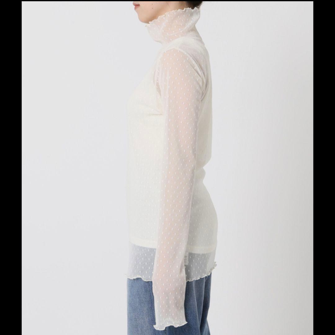 Spic＆Span　ドットチュールハイネックプルオーバー　ブラウン