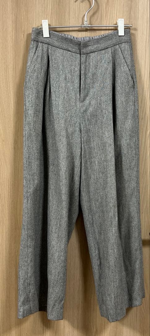 SOÉJU ソージュ ヘリンボーン タック ワイド パンツ L GRAY
