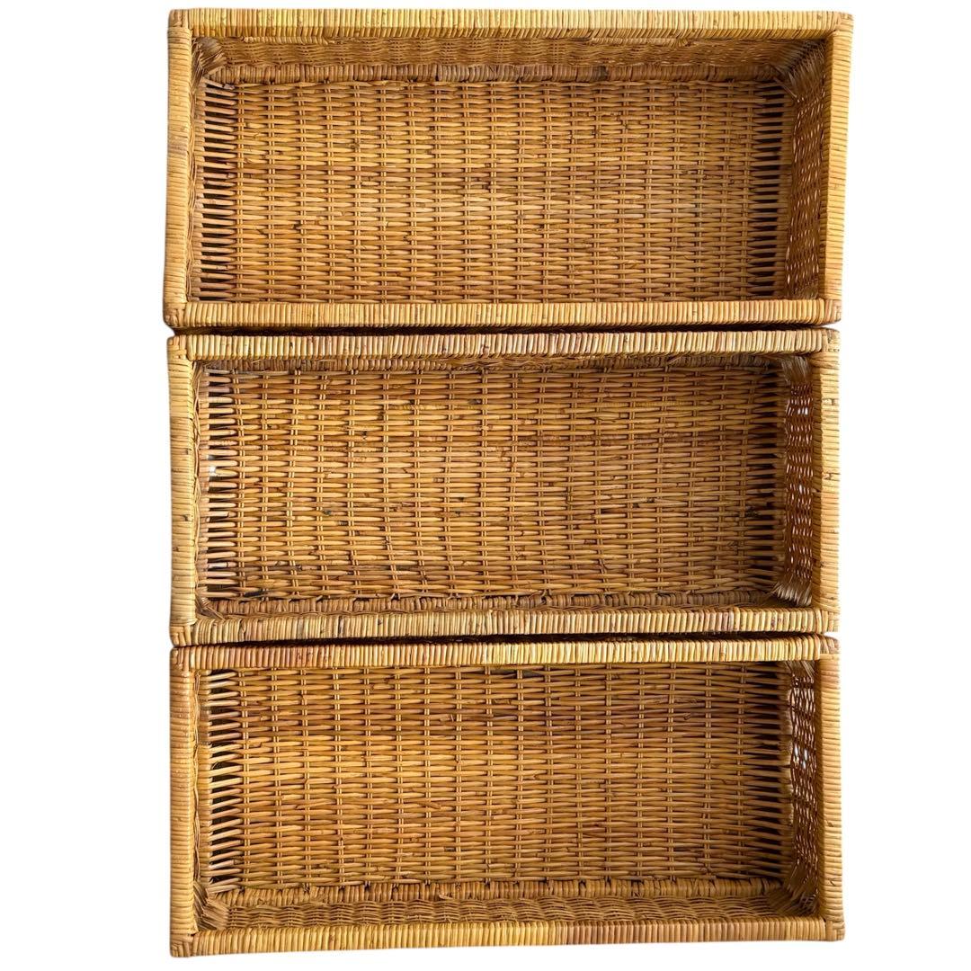 5段収納チェスト　キャスター付　天然素材　高さ約120cm　大型