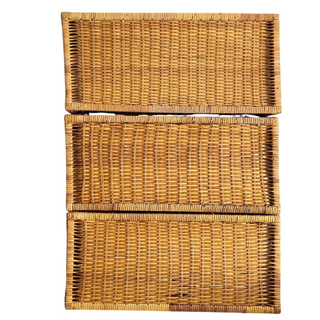 5段収納チェスト　キャスター付　天然素材　高さ約120cm　大型