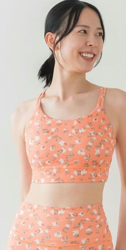 オレンジフラワープリントブラトップとタンクトップセット