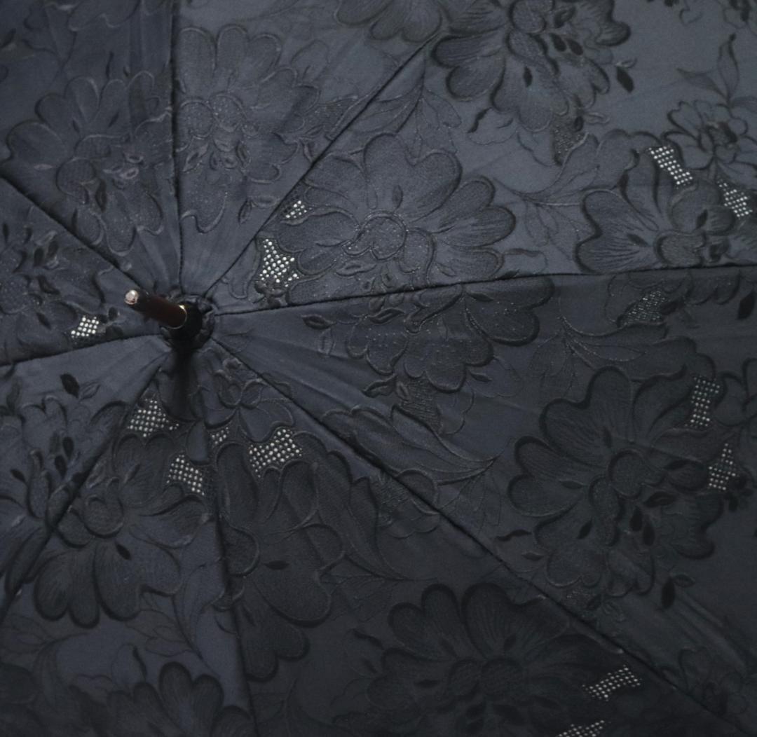 新品【長傘 日傘】抜け感 豪華 総刺繍 高級日傘 木製 日本製 黒