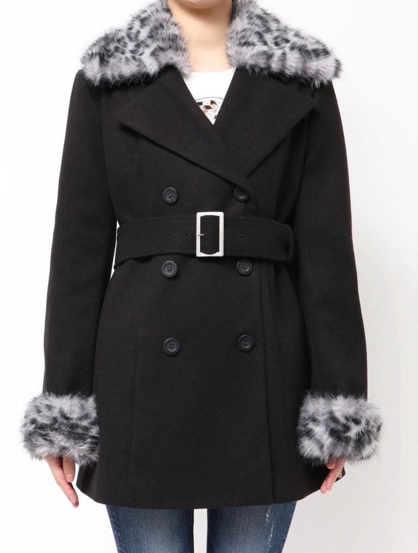 GYDA ベルト付きタイトファーコート