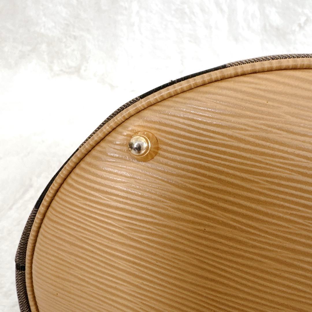 フェンディ ハンドバッグ ペカン バケツ型 キャンバス レザー ストライプ 希少