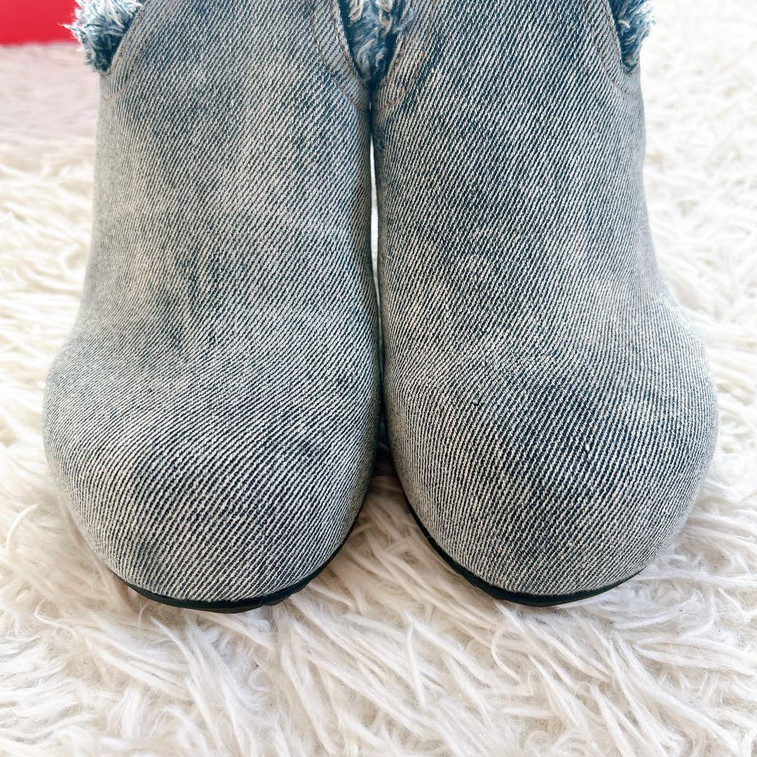 美品　近年　ディーゼル　デニムミュール　チャンキーヒール　ライトブルー 24.5