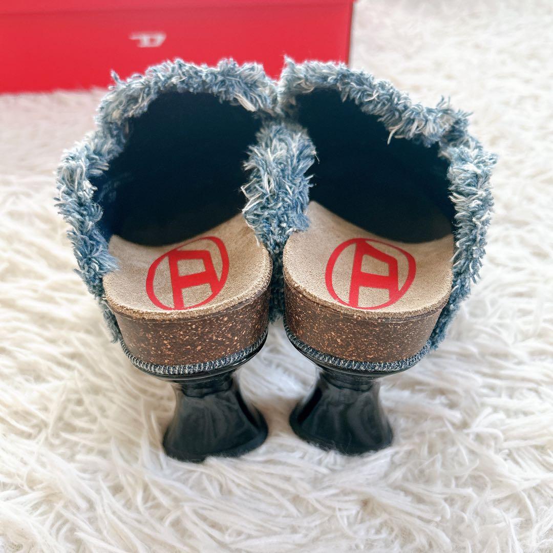 美品　近年　ディーゼル　デニムミュール　チャンキーヒール　ライトブルー 24.5