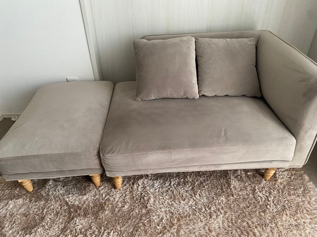 【値下げ】ベルベッド調　コンパクトソファ※カウチソファ部分のみ、オットマン別出品