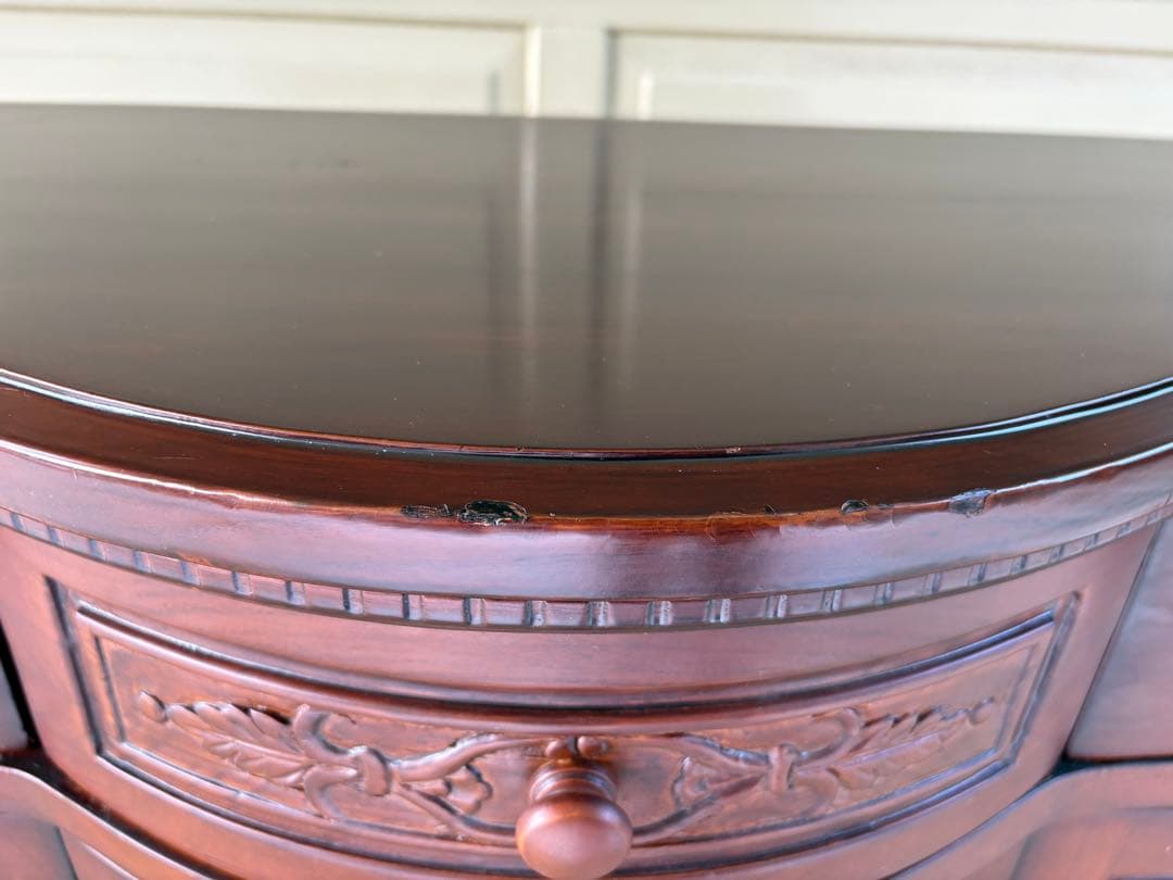 アンティーク調 木彫りコンソールキャビネット サイドボード 飾り棚