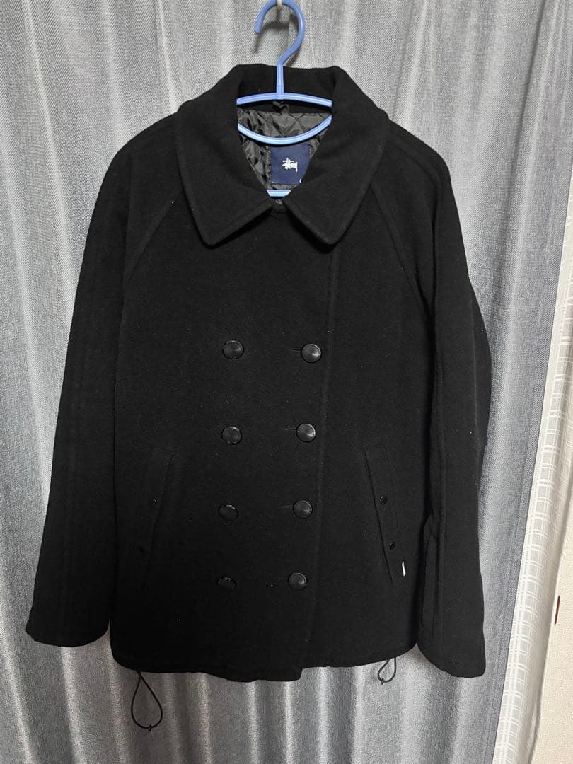 old stussy Pコート ドローコード付き ブラック 袖内リブ