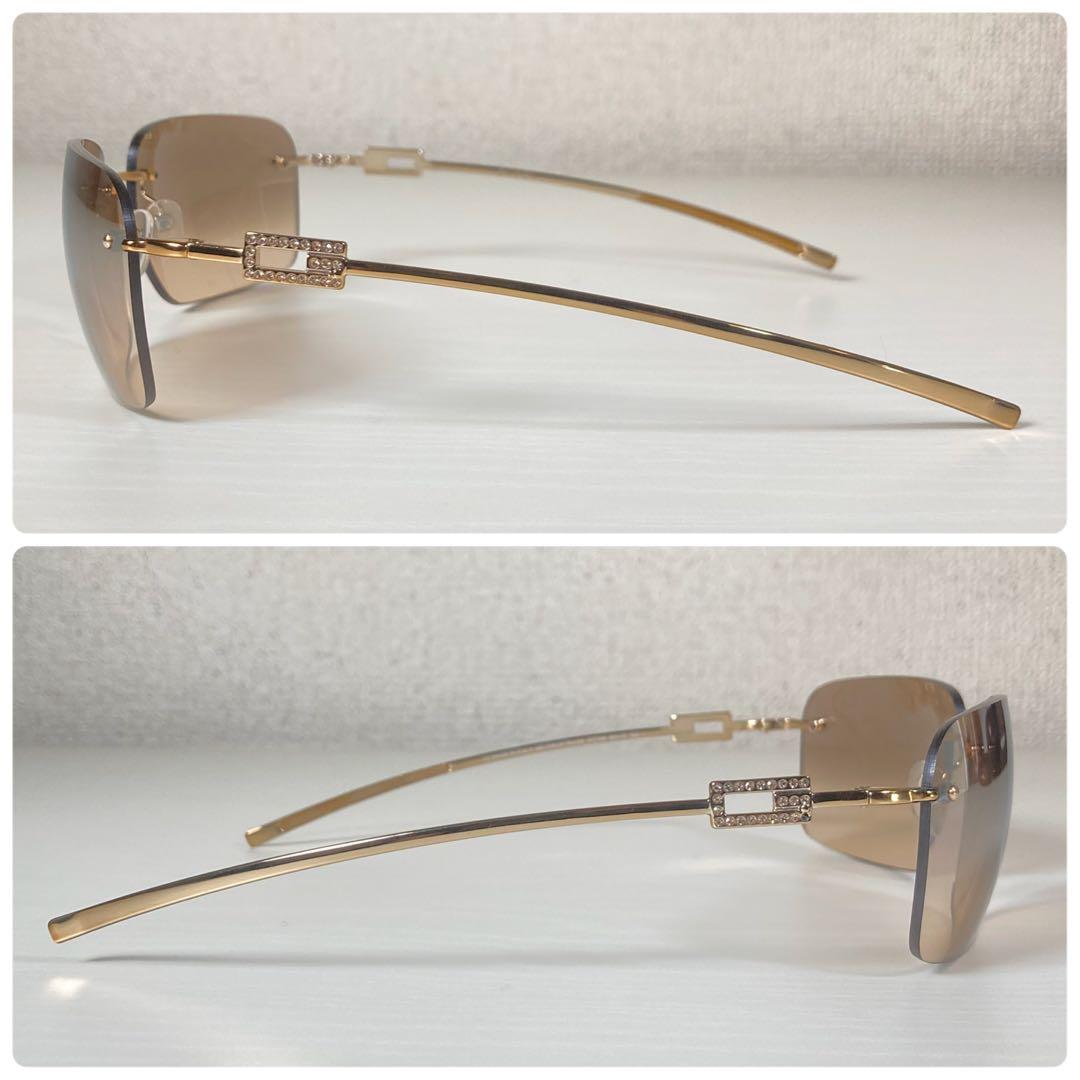 GUCCI グッチ サングラス ラインストーン Gロゴ ケース付 リムレス