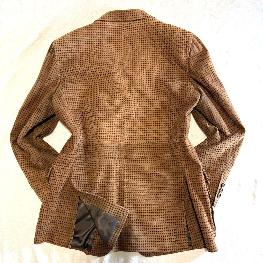 アクアスキュータム 羊革 ラムレザー ヌバック 千鳥格子 ジャケット 激レア L