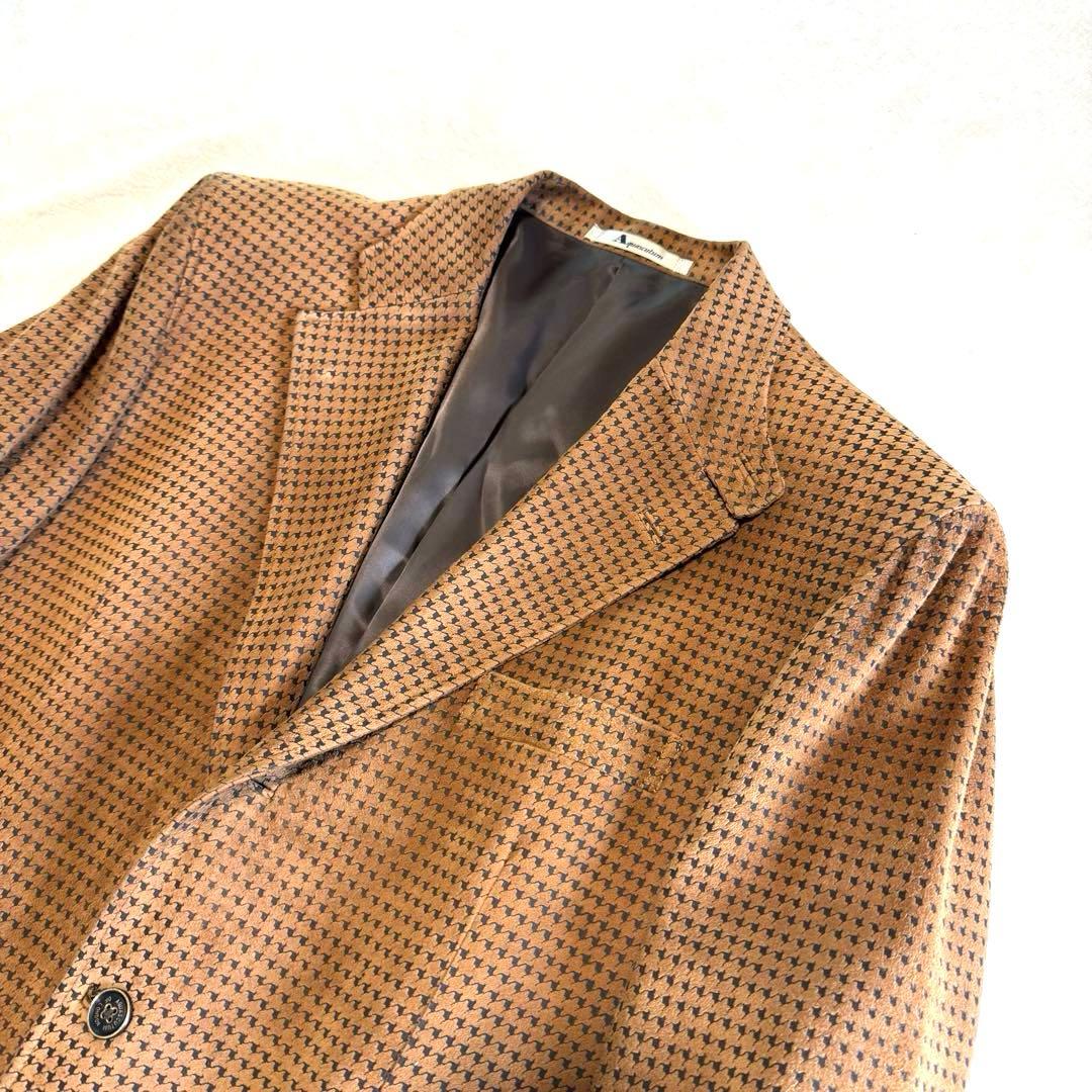 アクアスキュータム 羊革 ラムレザー ヌバック 千鳥格子 ジャケット 激レア L