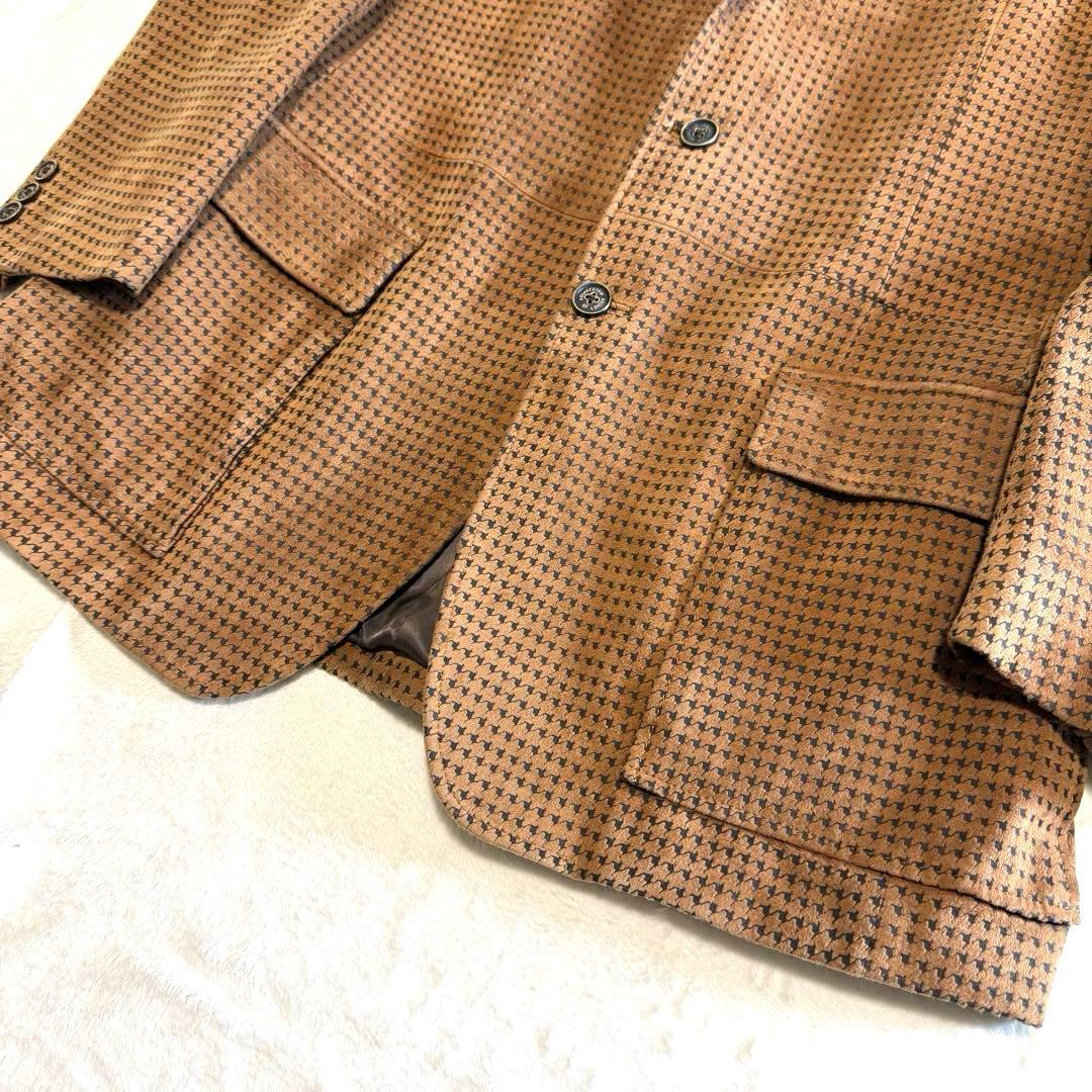 アクアスキュータム 羊革 ラムレザー ヌバック 千鳥格子 ジャケット 激レア L