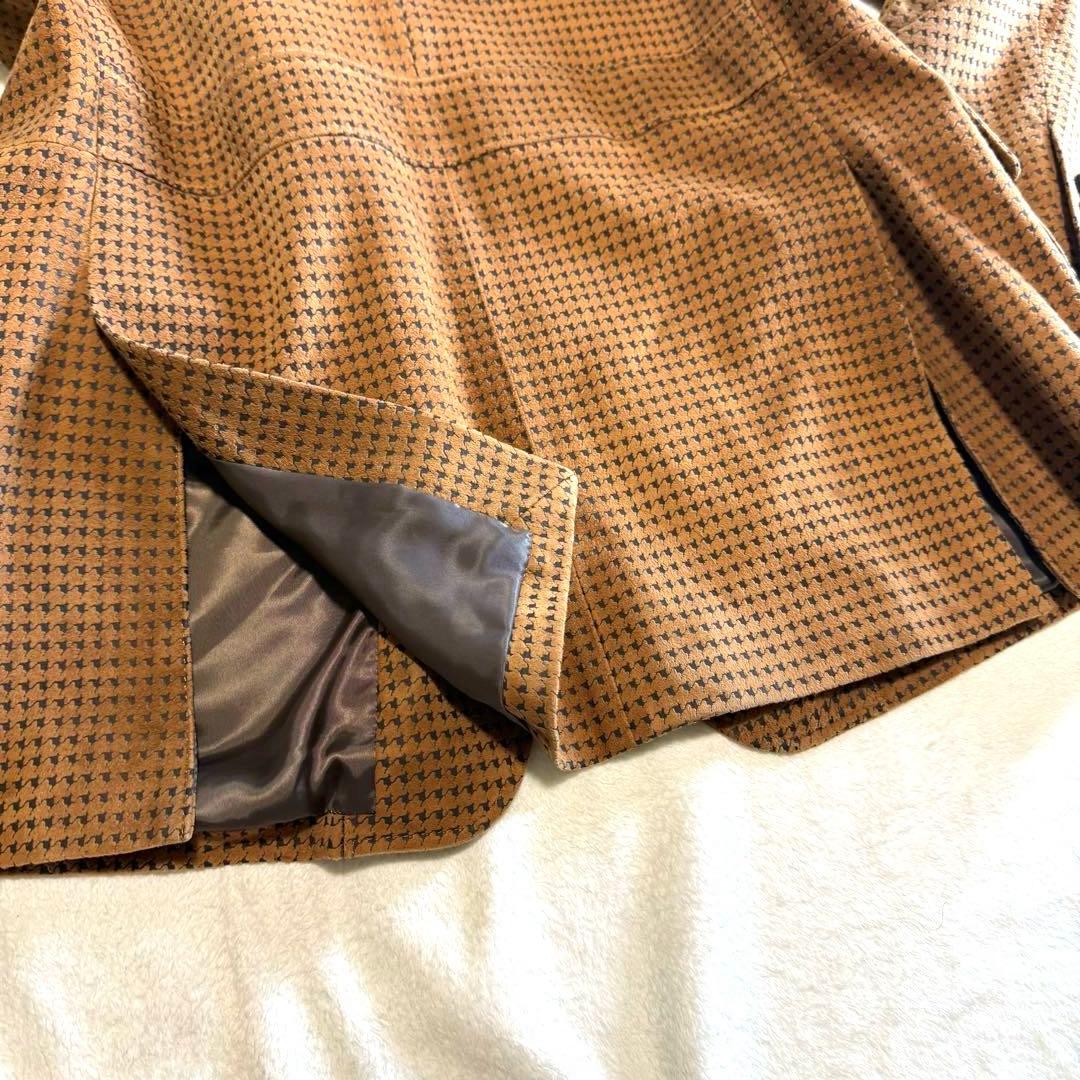 アクアスキュータム 羊革 ラムレザー ヌバック 千鳥格子 ジャケット 激レア L