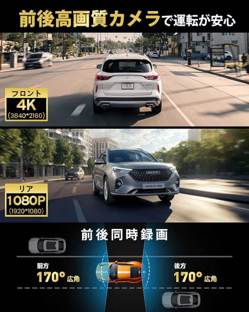 （新品未使用）ドライブレコーダー ミラー型【2025年 4KHD画質】