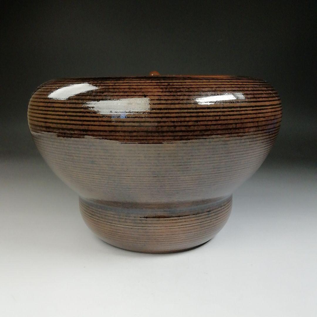 Ｔ６８０　水指　『膳所焼』『箪瓢水指』『淡海ぜぜ 陽炎園 造』　共箱　茶道具