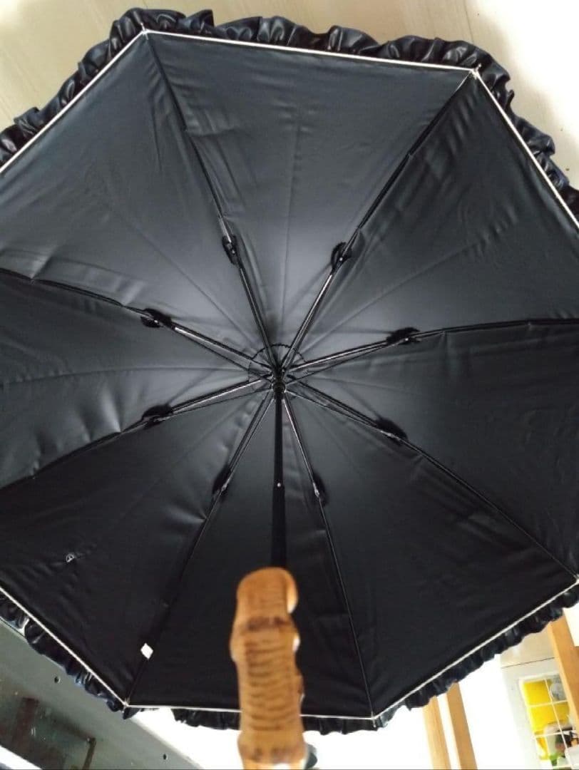 完全遮光日傘　芦屋ロサブラン ショート／ベージュ×ブラック　UV 雨兼用