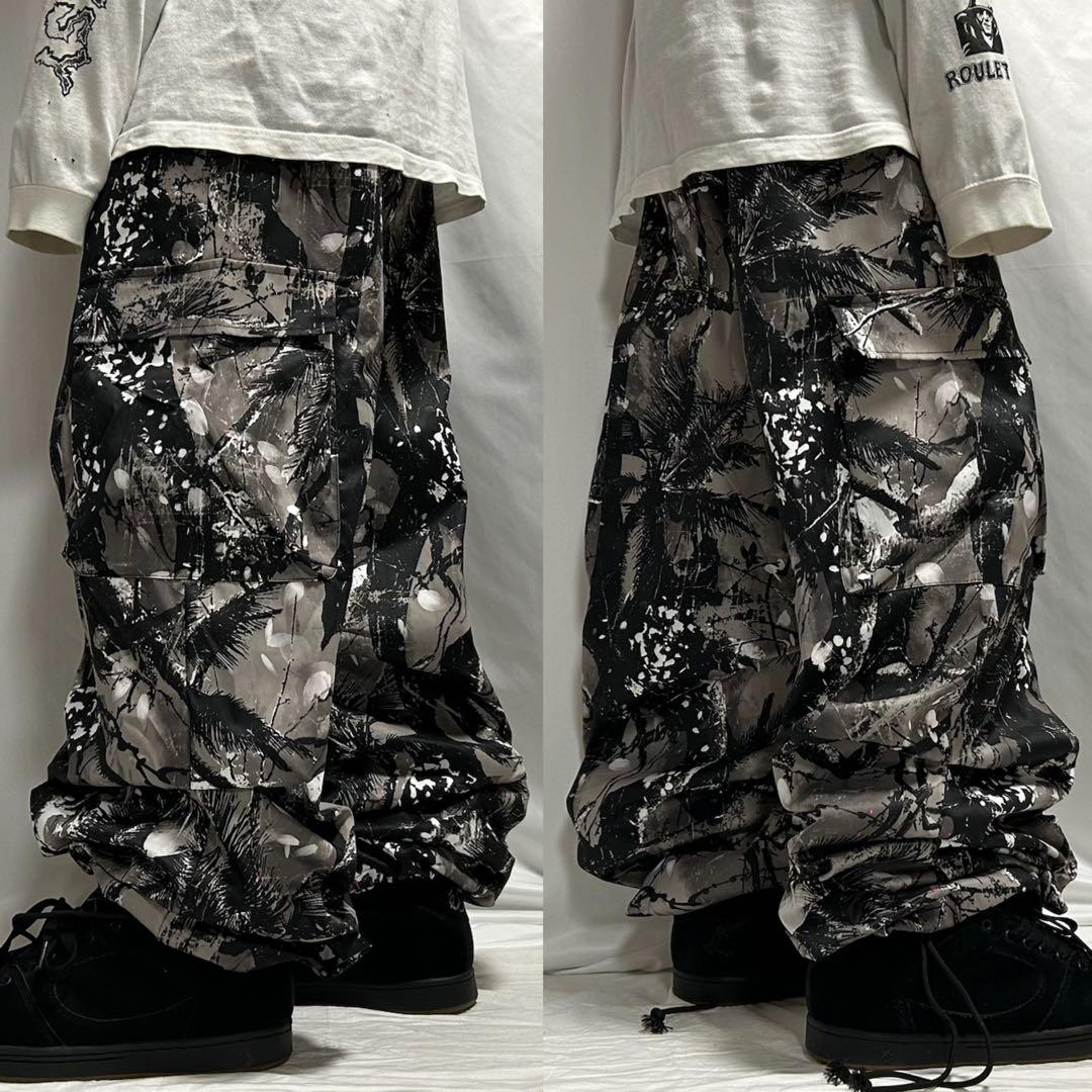 Unknown ブラック リアルツリー ナイロン パラシュート カーゴパンツ