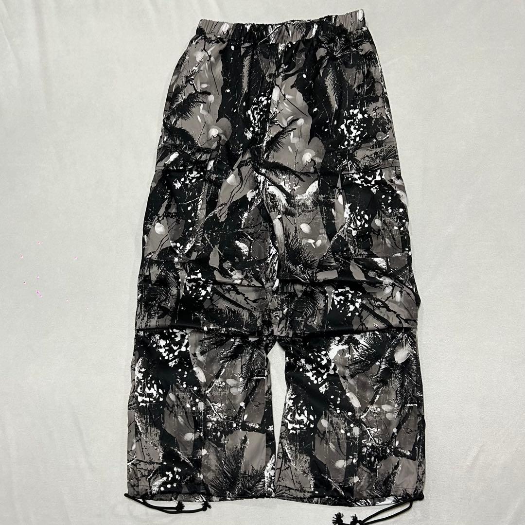 Unknown ブラック リアルツリー ナイロン パラシュート カーゴパンツ