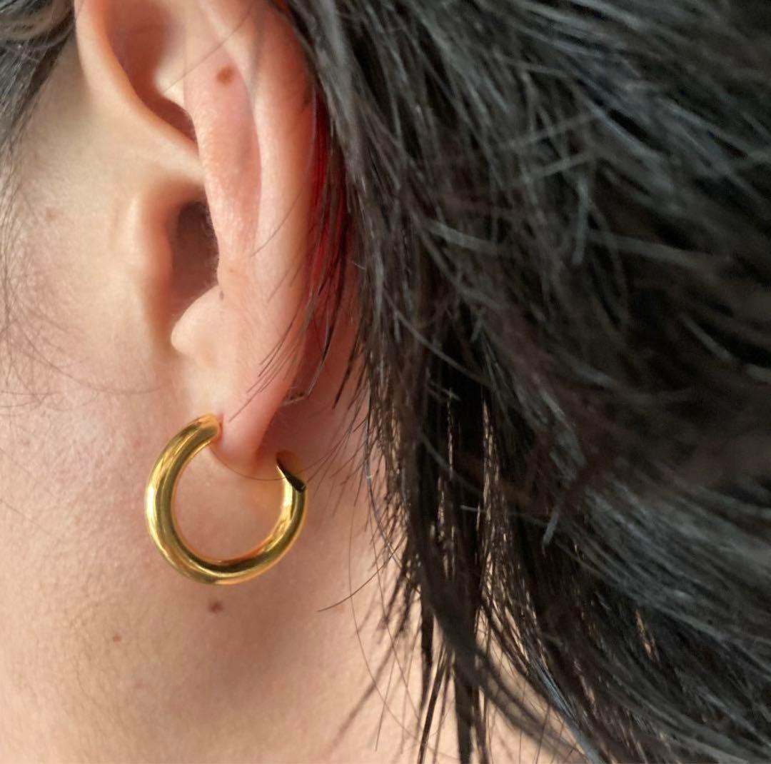 フープピアス　silver 925 18k キャリアリング風