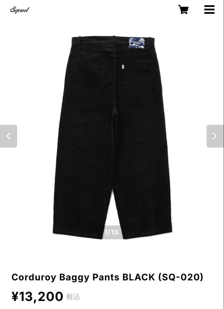 パンツ Sqoud Corduroy Baggy Pants BLACK