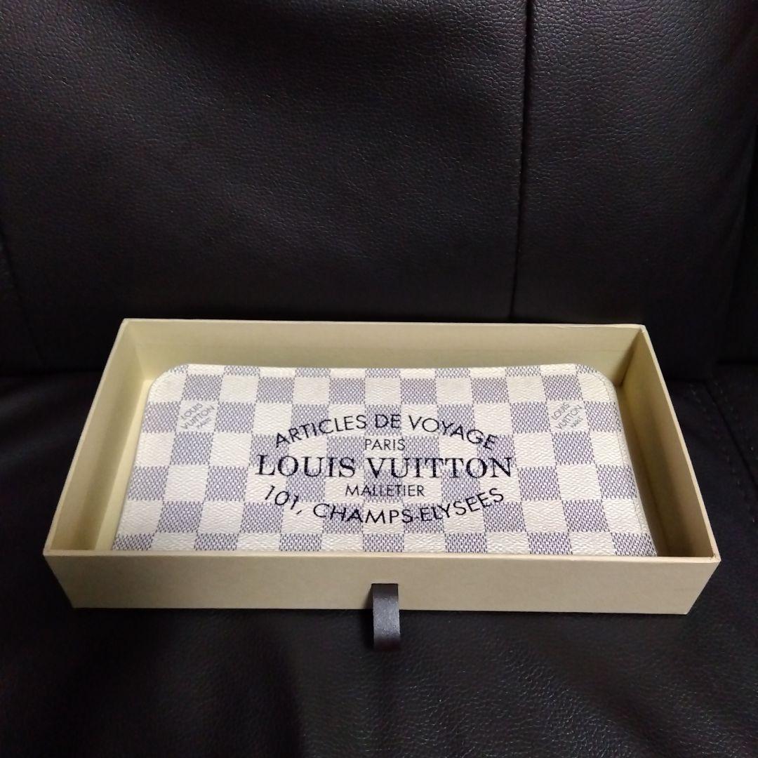 【美品】 ダミエアズール ホワイトポルトフォイユ アンソリット N63221