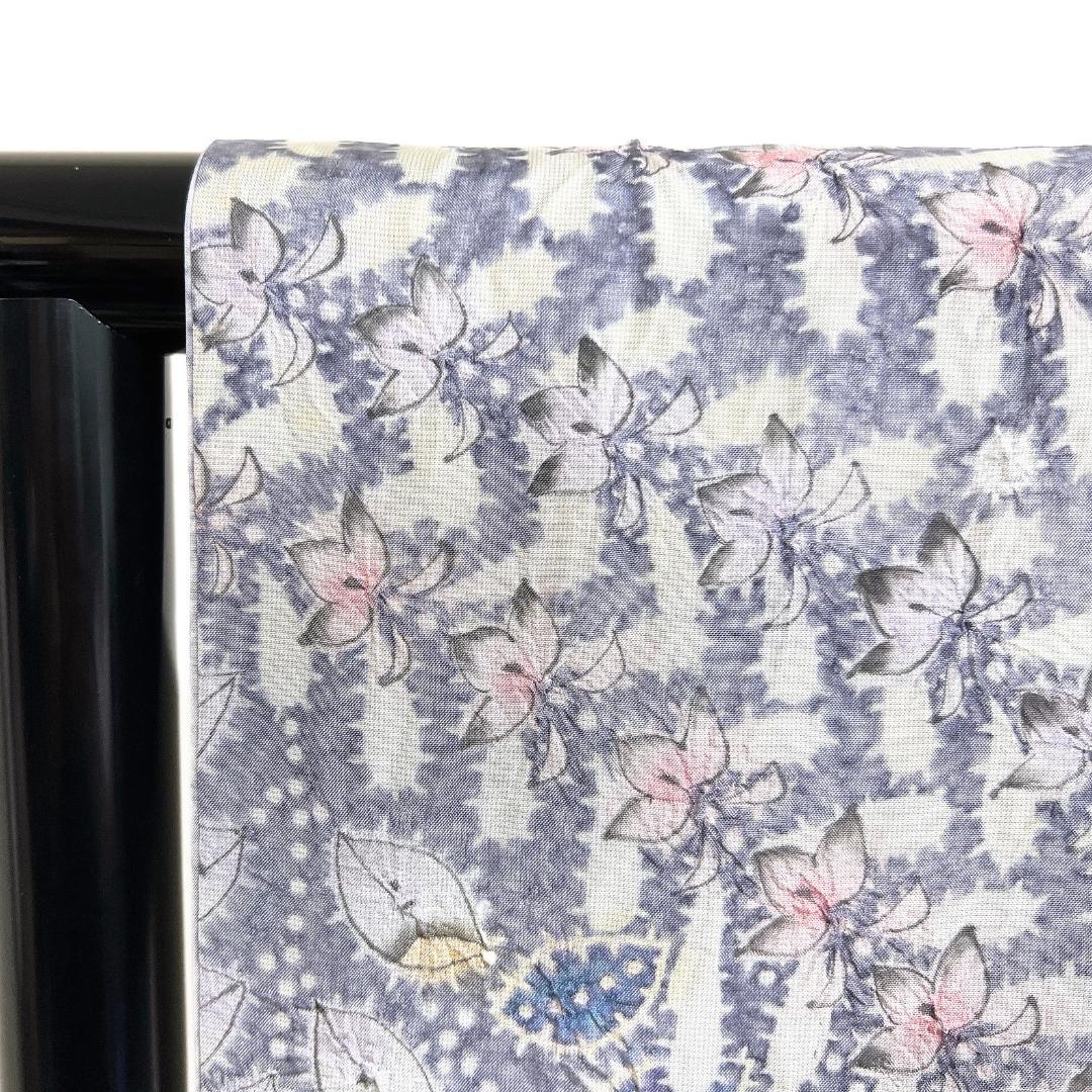 作家もの　訪問着　染め大島紬　絞り　辻ヶ花　藤　紋無し　着物　123b d ms