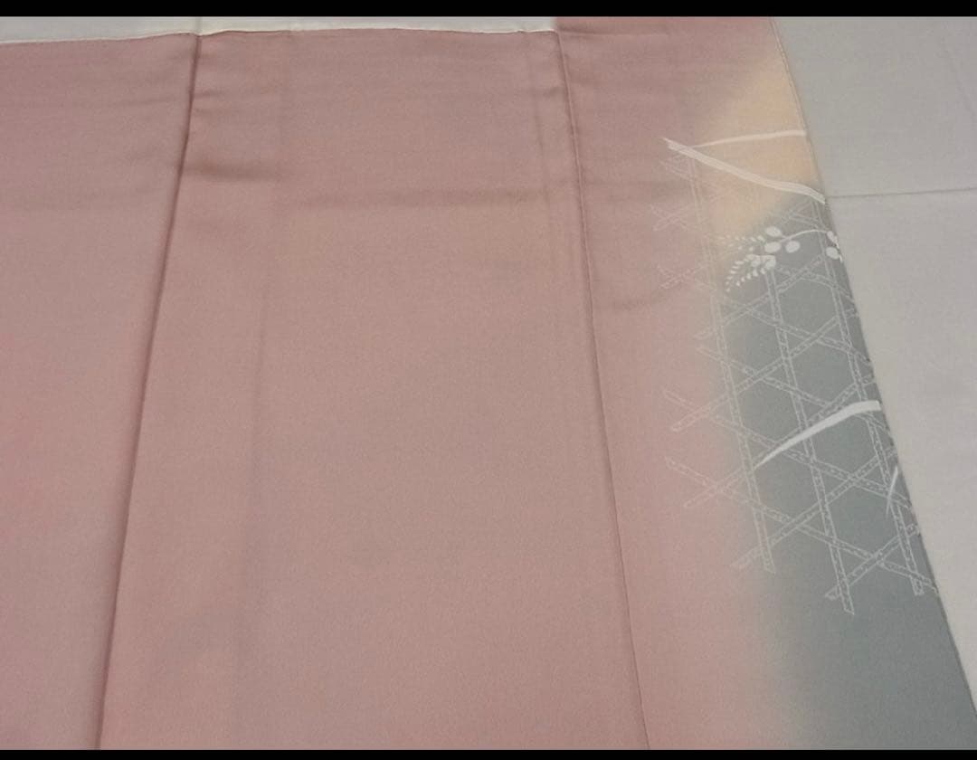 訪問着　友禅　枝花文　暈し染め　正絹逸品