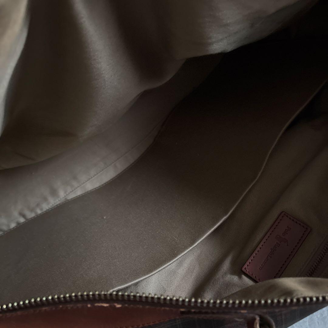 レア✨ラルフローレン 茶　チェック　ボストンバッグ　付属品 大きめ