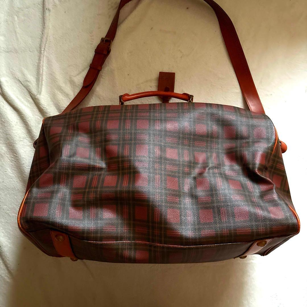 レア✨ラルフローレン 茶　チェック　ボストンバッグ　付属品 大きめ