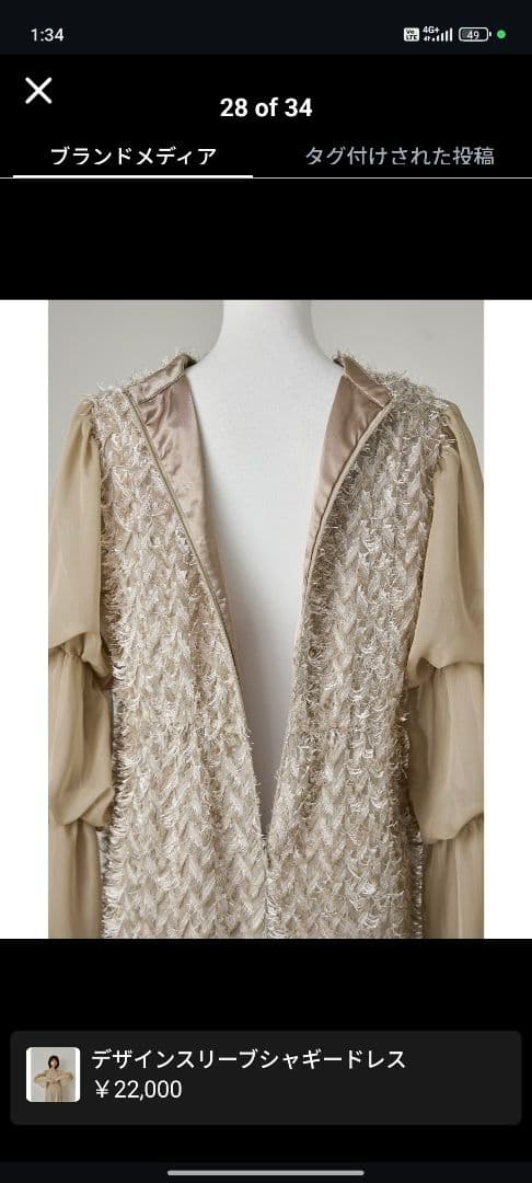 デザインスリーブシャギードレス