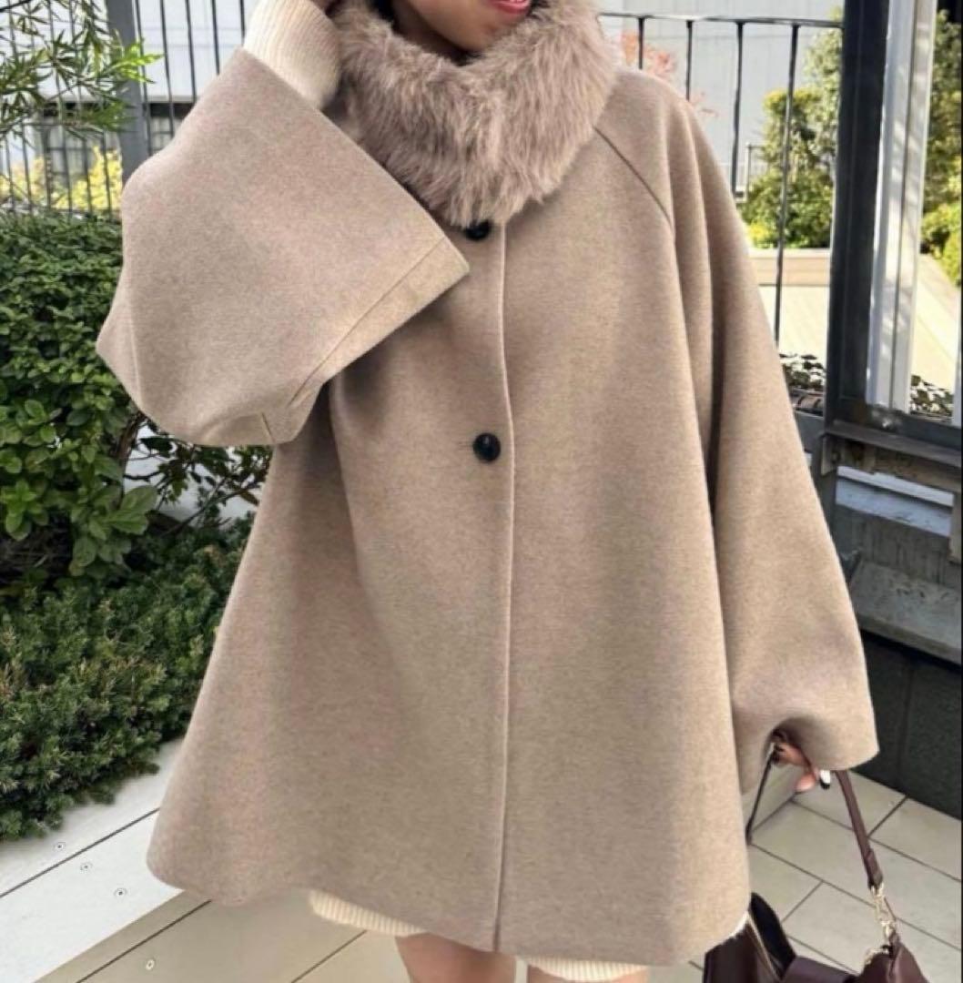 Chico ファー取り外しケープコート