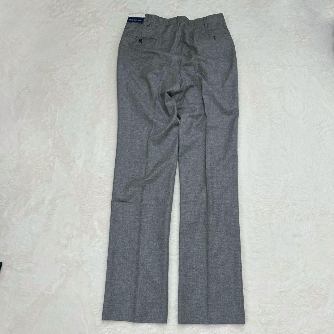 新品タグ付き◆ポロラルフローレン /2タックスラックス 裾未処理 ウール100%