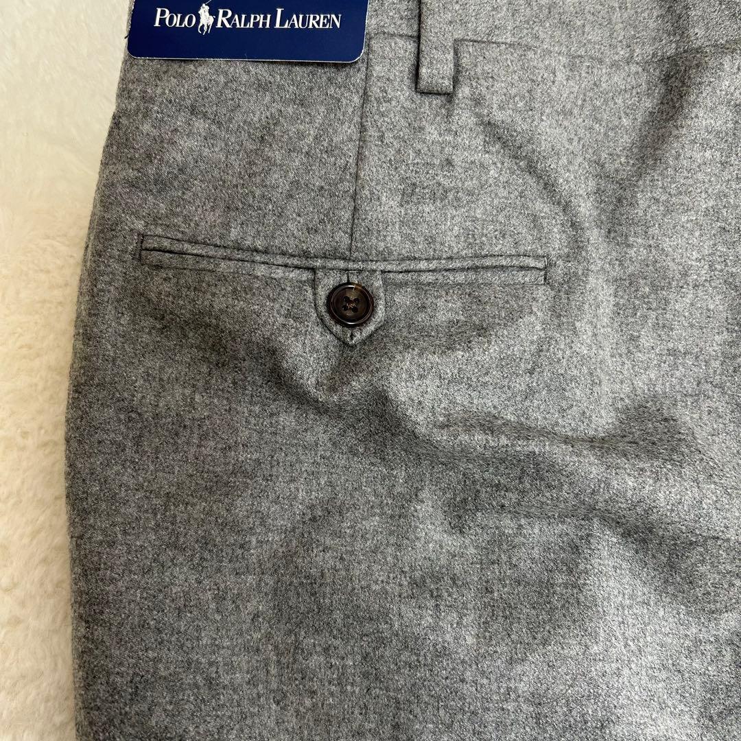 新品タグ付き◆ポロラルフローレン /2タックスラックス 裾未処理 ウール100%